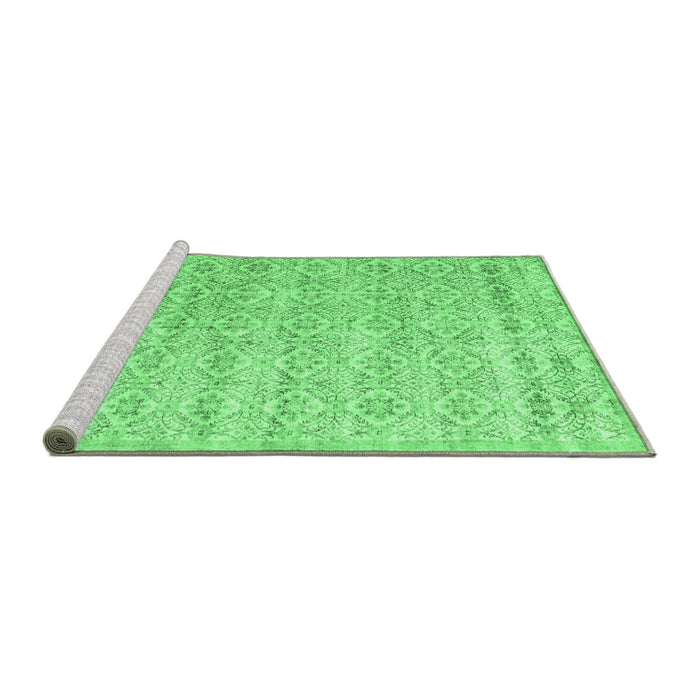 Sideview of Machine Washable Persian Emerald Green Traditional Area Rugs, wshtr3598emgrn