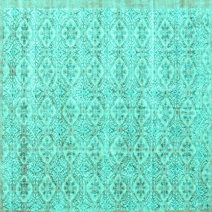 Square Machine Washable Persian Turquoise Traditional Area Rugs, wshtr3598turq