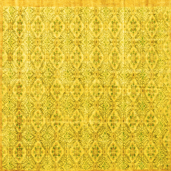 Square Machine Washable Persian Yellow Traditional Rug, wshtr3598yw