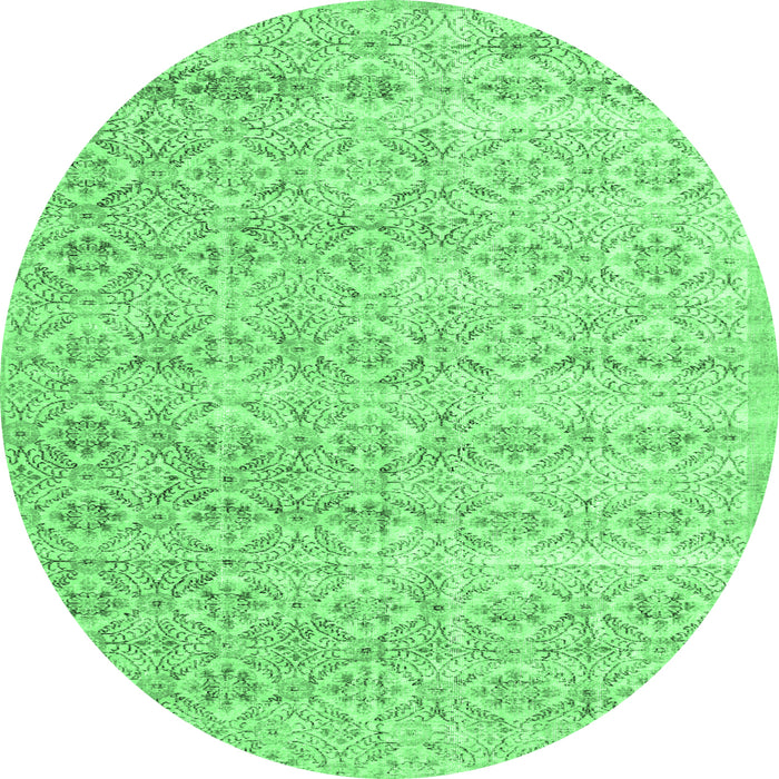 Round Persian Emerald Green Traditional Rug, tr3598emgrn