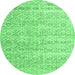 Round Persian Emerald Green Traditional Rug, tr3598emgrn
