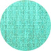 Round Persian Turquoise Traditional Rug, tr3598turq