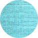 Round Machine Washable Persian Light Blue Traditional Rug, wshtr3598lblu