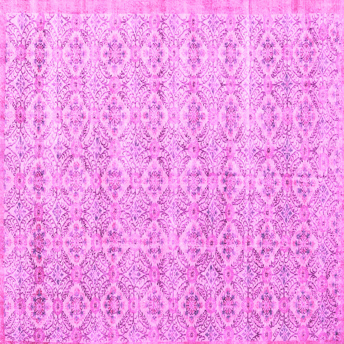 Square Machine Washable Persian Pink Traditional Rug, wshtr3598pnk