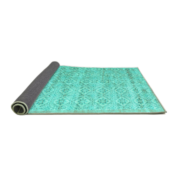 Sideview of Persian Turquoise Traditional Rug, tr3598turq