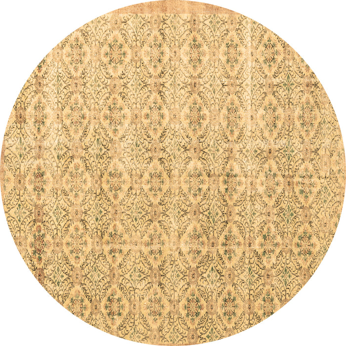 Round Persian Brown Traditional Rug, tr3598brn