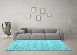 Machine Washable Persian Light Blue Traditional Rug in a Living Room, wshtr3598lblu