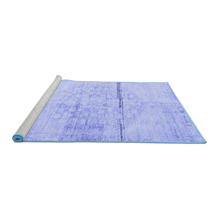 Sideview of Machine Washable Persian Blue Traditional Rug, wshtr3599blu