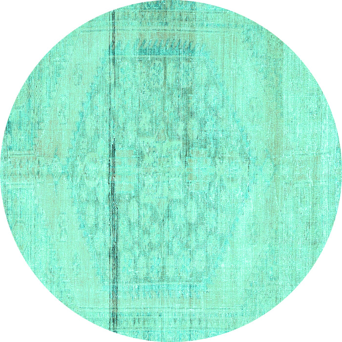Round Machine Washable Persian Turquoise Traditional Area Rugs, wshtr3599turq