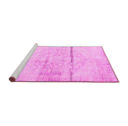 Sideview of Machine Washable Persian Pink Traditional Rug, wshtr3599pnk
