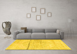 Machine Washable Persian Yellow Traditional Rug in a Living Room, wshtr3599yw