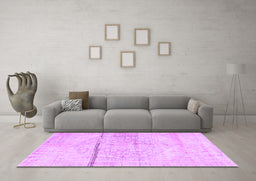 Machine Washable Persian Purple Traditional Area Rugs in a Living Room, wshtr3599pur