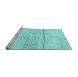 Sideview of Machine Washable Persian Light Blue Traditional Rug, wshtr3599lblu