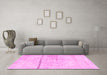 Machine Washable Persian Pink Traditional Rug in a Living Room, wshtr3599pnk