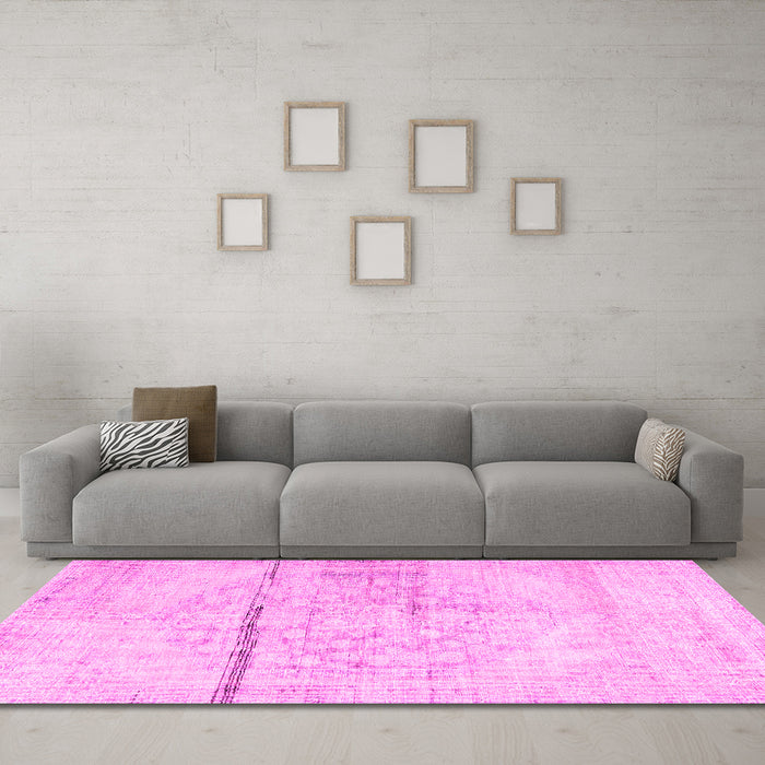Machine Washable Persian Pink Traditional Rug in a Living Room, wshtr3599pnk