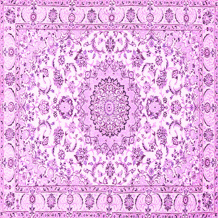 Square Machine Washable Medallion Pink Traditional Rug, wshtr359pnk
