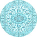 Round Medallion Light Blue Traditional Rug, tr359lblu