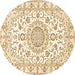 Round Medallion Brown Traditional Rug, tr359brn