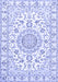 Machine Washable Medallion Blue Traditional Rug, wshtr359blu