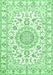 Machine Washable Medallion Emerald Green Traditional Area Rugs, wshtr359emgrn