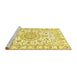 Sideview of Machine Washable Medallion Yellow Traditional Rug, wshtr359yw