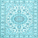 Square Medallion Light Blue Traditional Rug, tr359lblu