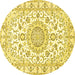 Round Medallion Yellow Traditional Rug, tr359yw