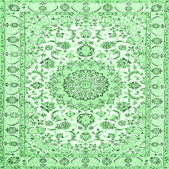 Square Medallion Emerald Green Traditional Rug, tr359emgrn