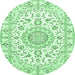 Round Medallion Emerald Green Traditional Rug, tr359emgrn