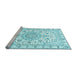 Sideview of Machine Washable Medallion Light Blue Traditional Rug, wshtr359lblu