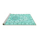 Sideview of Machine Washable Medallion Turquoise Traditional Area Rugs, wshtr359turq