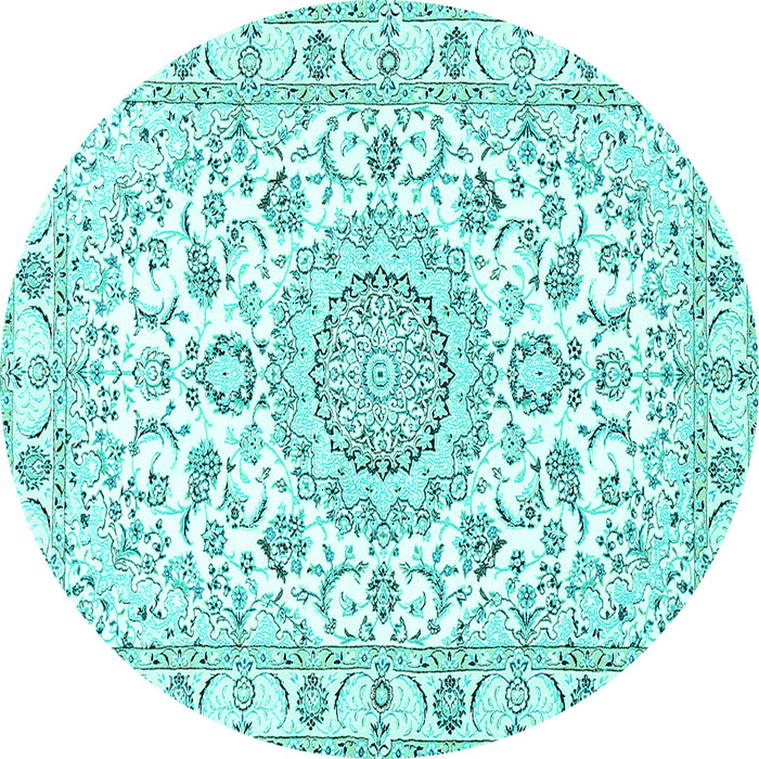 Round Medallion Turquoise Traditional Rug, tr359turq