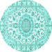 Round Medallion Turquoise Traditional Rug, tr359turq