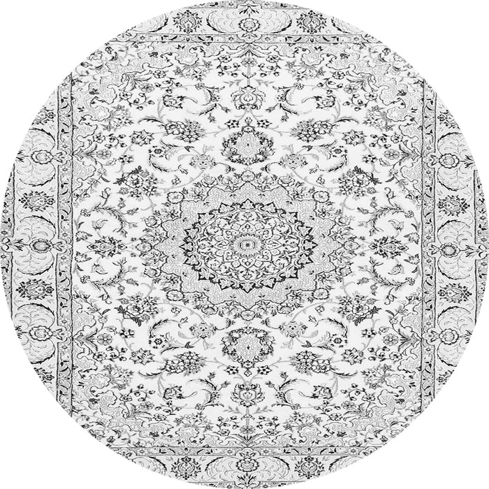 Machine Washable Medallion Gray Traditional Rug, wshtr359gry