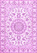 Machine Washable Medallion Pink Traditional Rug, wshtr359pnk