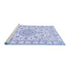 Sideview of Machine Washable Medallion Blue Traditional Rug, wshtr359blu