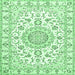 Square Machine Washable Medallion Emerald Green Traditional Area Rugs, wshtr359emgrn
