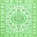 Round Machine Washable Medallion Green Traditional Area Rugs, wshtr359grn