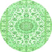 Machine Washable Medallion Green Traditional Area Rugs, wshtr359grn