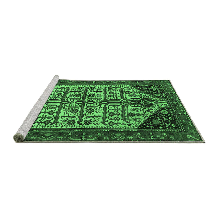 Sideview of Machine Washable Persian Emerald Green Traditional Area Rugs, wshtr35emgrn