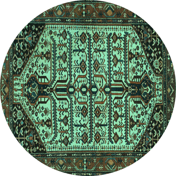Round Persian Turquoise Traditional Rug, tr35turq