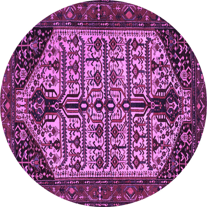 Round Persian Purple Traditional Rug, tr35pur