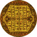 Round Persian Yellow Traditional Rug, tr35yw