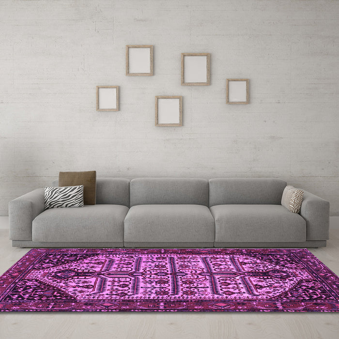 Machine Washable Persian Purple Traditional Area Rugs in a Living Room, wshtr35pur