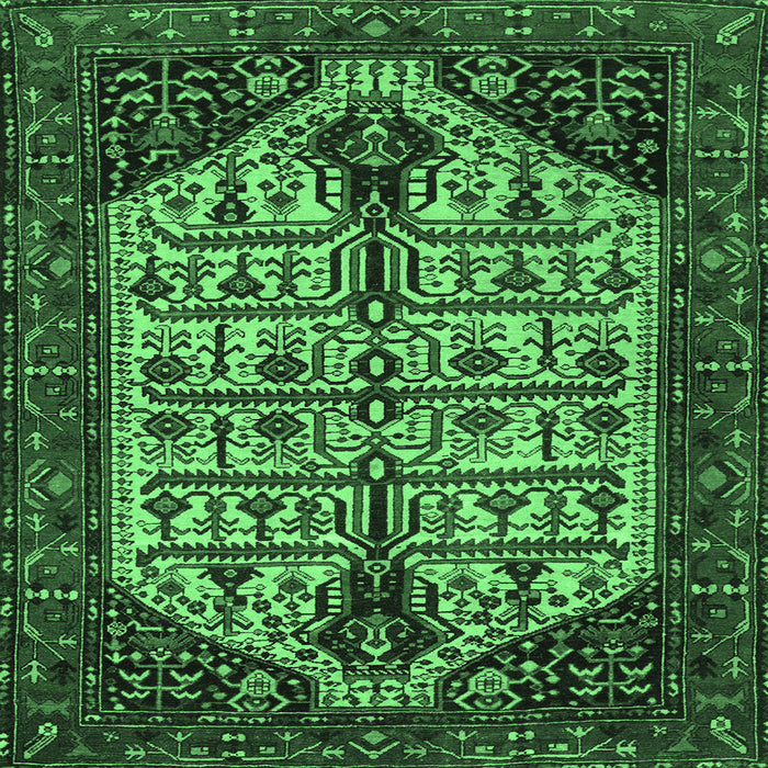 Square Machine Washable Persian Emerald Green Traditional Area Rugs, wshtr35emgrn