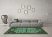 Machine Washable Persian Turquoise Traditional Area Rugs in a Living Room,, wshtr35turq