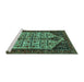 Sideview of Machine Washable Persian Turquoise Traditional Area Rugs, wshtr35turq