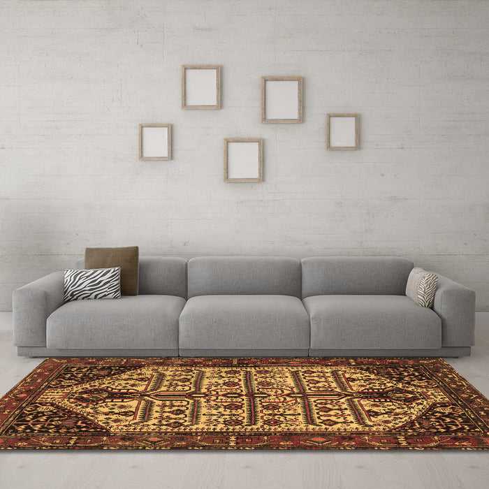 Machine Washable Persian Brown Traditional Rug in a Living Room,, wshtr35brn