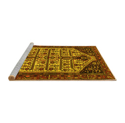 Sideview of Machine Washable Persian Yellow Traditional Rug, wshtr35yw