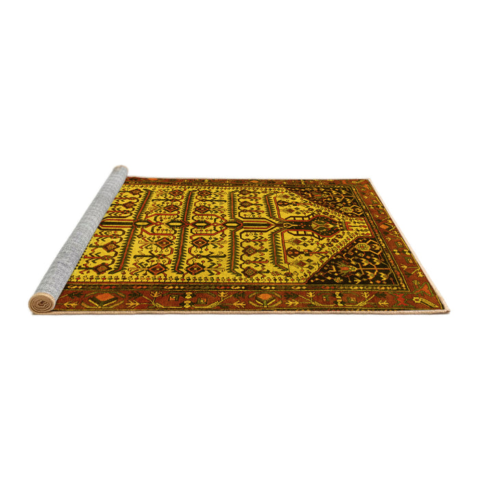 Sideview of Machine Washable Persian Yellow Traditional Rug, wshtr35yw